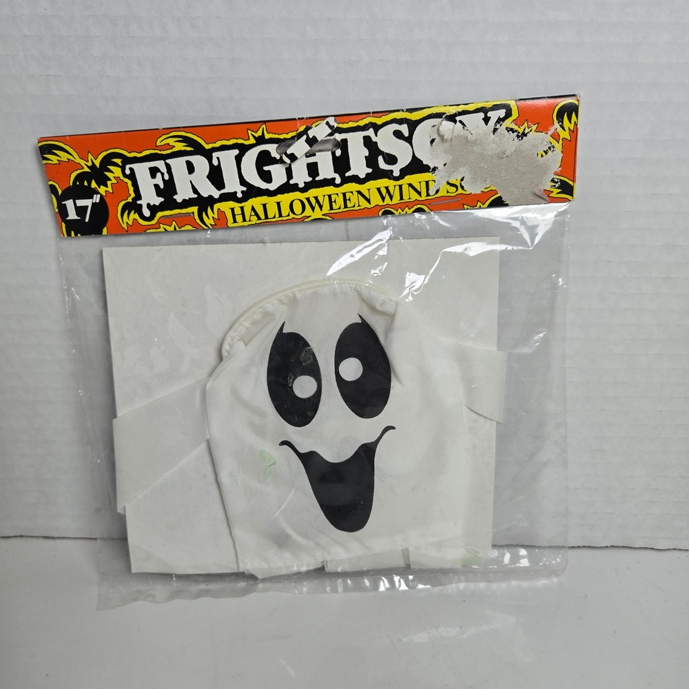 Vintage 17" Gemmy Fun World Frightsox Ghost Wind Sock Halloween In Package